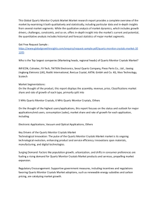 Global Quartz Monitor Crystals Market