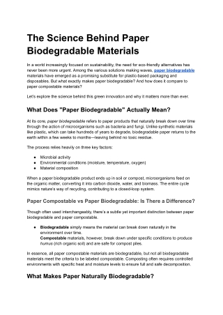 The Science Behind Paper Biodegradable Materials