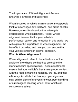 Untitled documenwheel alignment servicet