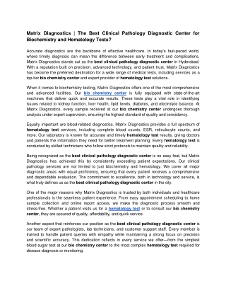 Matrix Diagnostics_ The Best Clinical Pathology Diagnostic Center for Biochemistry and Hematology Tests