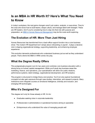 Is an MBA in HR Worth It