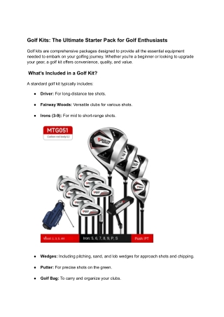 Golf Kits: The Ultimate Starter Pack for Golf Enthusiasts