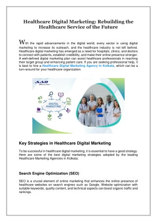 Healthcare Digital Marketing, Rebuilding the Healthcare Service of the Future