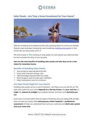 Are Solar Panels a Smart Investment?