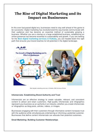 The Rise of Digital Marketing and its Impact on Businesses