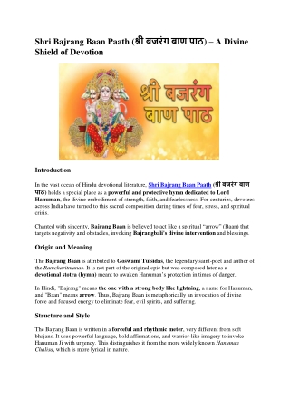 Shri Bajrang Baan Paath (श्री बजरंग बाण पाठ) – A Divine Shield of Devotion