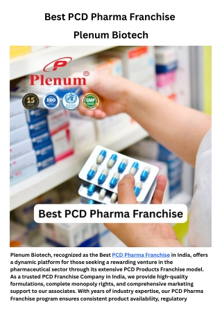 PCD Pharma Franchise | Plenum Biotech