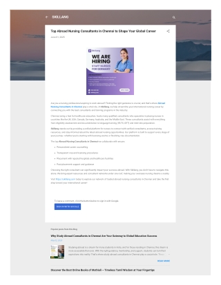 Top Abroad Nursing Consultants in Chennai to Shape Your Global Career