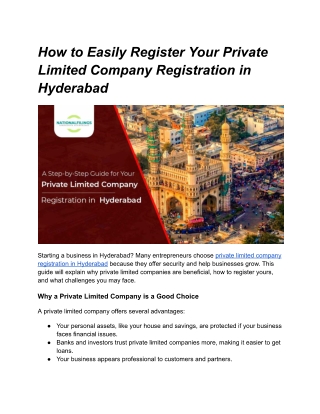 Private limited company registration in Hyderabad
