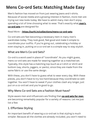 Mens Co-ord Sets Matching Made Easy