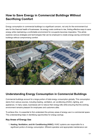 How to Save Energy in Commercial Buildings Without Sacrificing Comfort