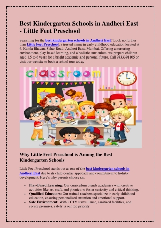 Best Kindergarten Schools in Andheri East