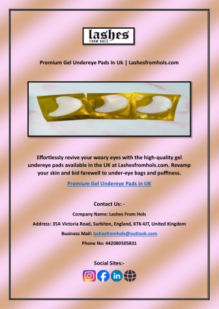 Premium Gel Undereye Pads In Uk