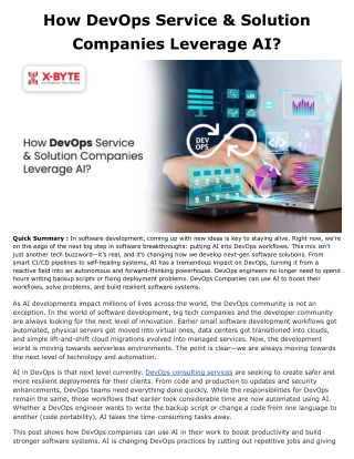 How DevOps Service & Solution Companies Leverage AI