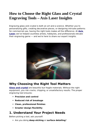 How to Choose the Right Glass and Crystal Engraving Tools – Axis Laser Insights