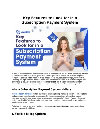 Key Features to Look for in a Subscription Payment System