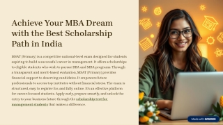 Achieve Your  MBA Dream with the Best Scholarship Path in India