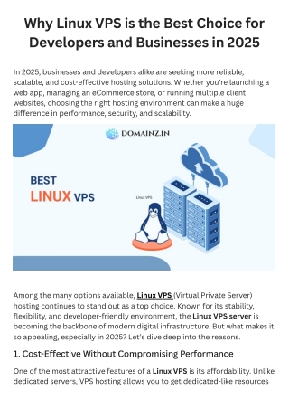 Why Linux VPS is the Best Choice for Developers and Businesses in 2025
