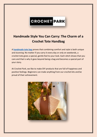 Handmade Style You Can Carry- The Charm of a Crochet Tote Handbag