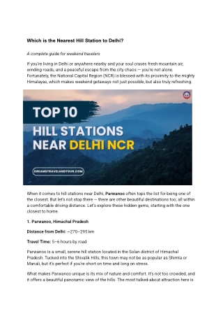 Top Hill Stations Near Delhi NCR