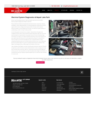Electrical System Diagnostics & Repair Lake Park