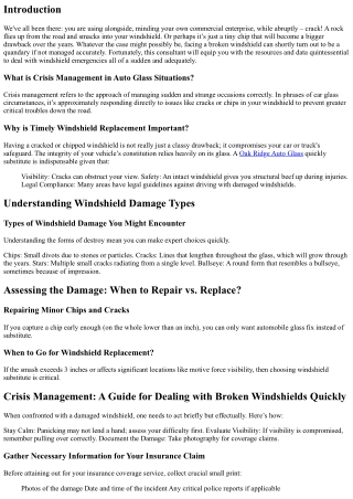 Crisis Management: A Guide for Dealing with Broken Windshields Quickly