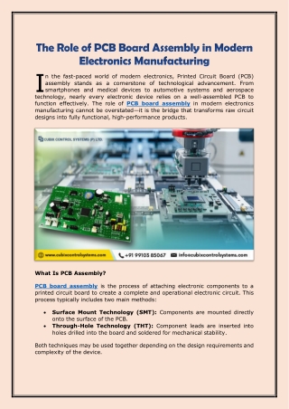 The Role of PCB Board Assembly in Modern Electronics Manufacturing