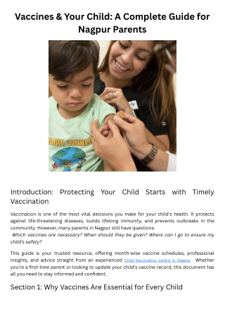 Vaccines & Your Child A Complete Guide for Nagpur Parents