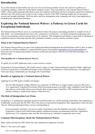 **Exploring the National Interest Waiver: A Pathway to Green Cards for Exception
