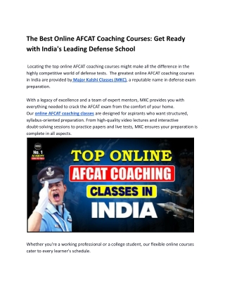 The Best Online AFCAT Coaching Courses_ Get Ready with India's Leading Defense School
