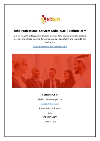 Zoho Implementation Partner Dubai | Elitbuzz.com