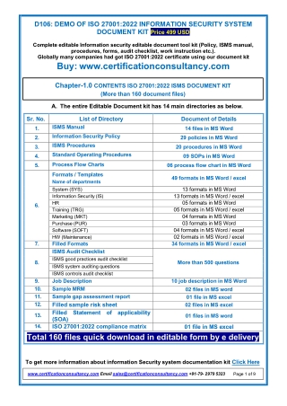 ISO 27001 2022 ISMS Documents - Manual, Procedures, Checklist
