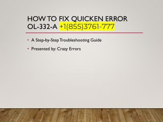 1(855)3761-777 How to Fix Quicken Error OL-332-A