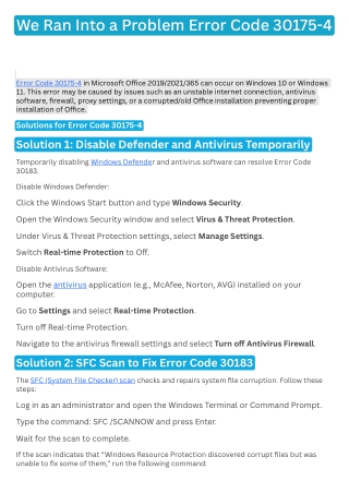 We Ran Into a Problem Error Code 30175-4