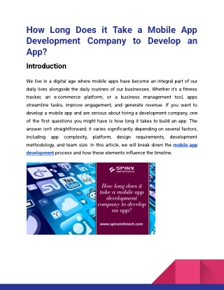 How Long Does it Take a Mobile App Development Company to Develop an App_Spinx Infotech