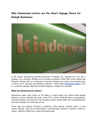 Why Dimensional Letters are the Smart Signage Choice for Raleigh Businesses