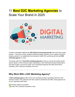 11 Best D2C Marketing Agencies to Scale Your Brand in 2025