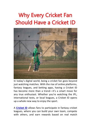 Why Every Cricket Fan Should Have a Cricket ID