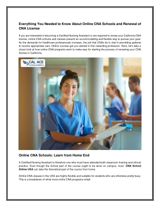 CNA License Renewal in California, USA – Everything You Must Know