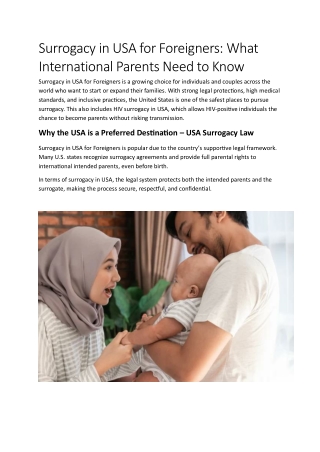 Surrogacy in USA for Foreigners What International Parents Need to Know