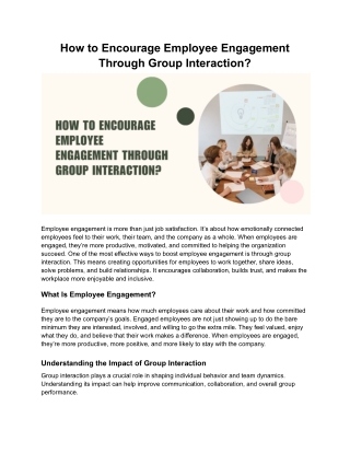 How to Encourage Employee Engagement Through Group Interaction_