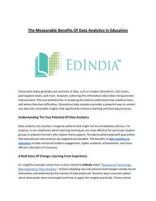 The Measurable Benefits Of Data Analytics In Education