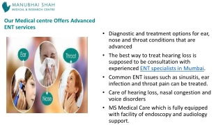 Expert ENT Specialists in Mumbai Offering Best ENT Solutions at MS medical Care