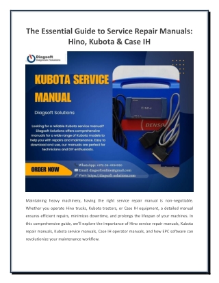 The Essential Guide to Service Repair Manuals Hino Kubota And Case IH