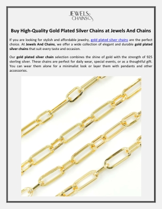 Buy High-Quality Gold Plated Silver Chains at Jewels And Chains