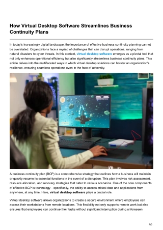 How Virtual Desktop Software Streamlines Business Continuity Plans