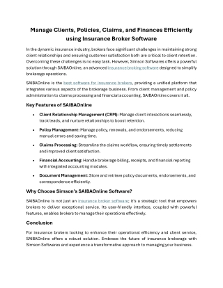 Manage Clients, Policies, Claims Efficiently using Insurance Broker Software