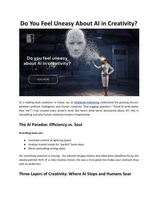 Do You Feel Uneasy About AI in Creativity - Uhibbook Publishing