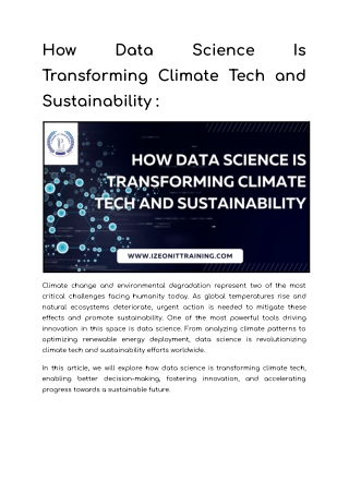 How Data Science Is Transforming Climate