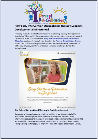 How Early Intervention Occupational Therapy Supports Developmental Milestones
